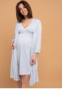 Комплект для роддома (халат + сорочка) "Айрис" серый горох для беременных и кормящих